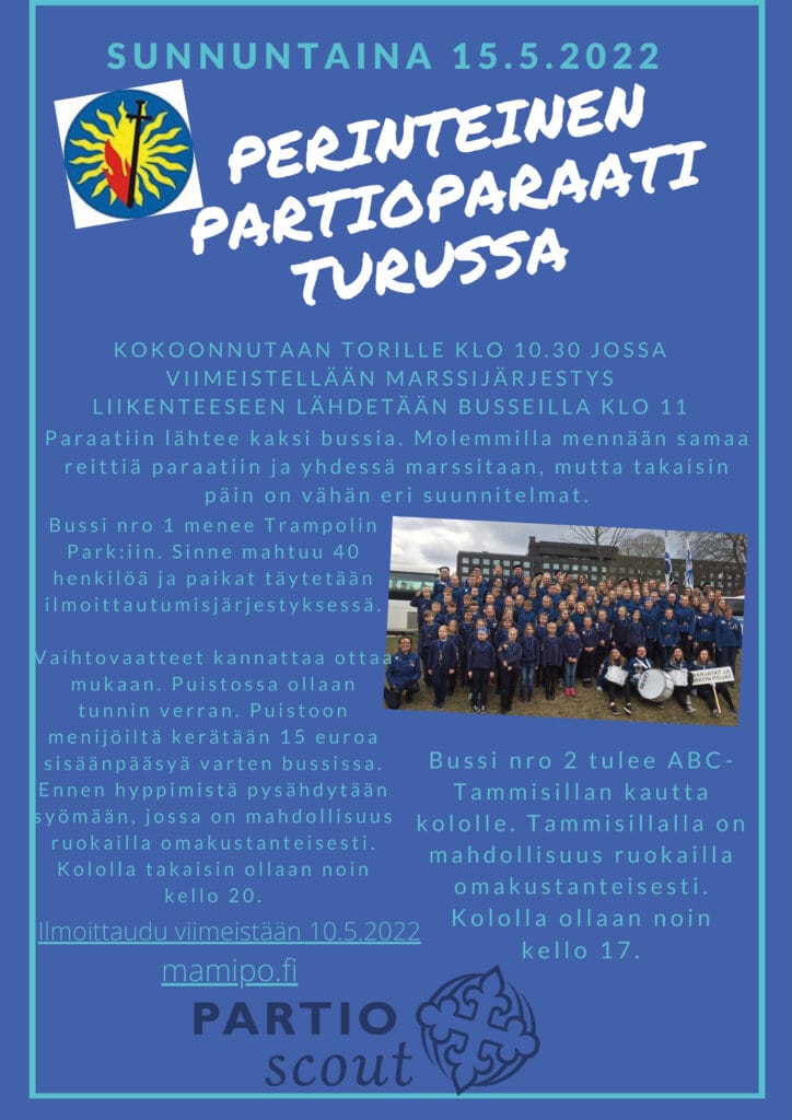 Kuva partioparaatiin ilmoittautumisesta.