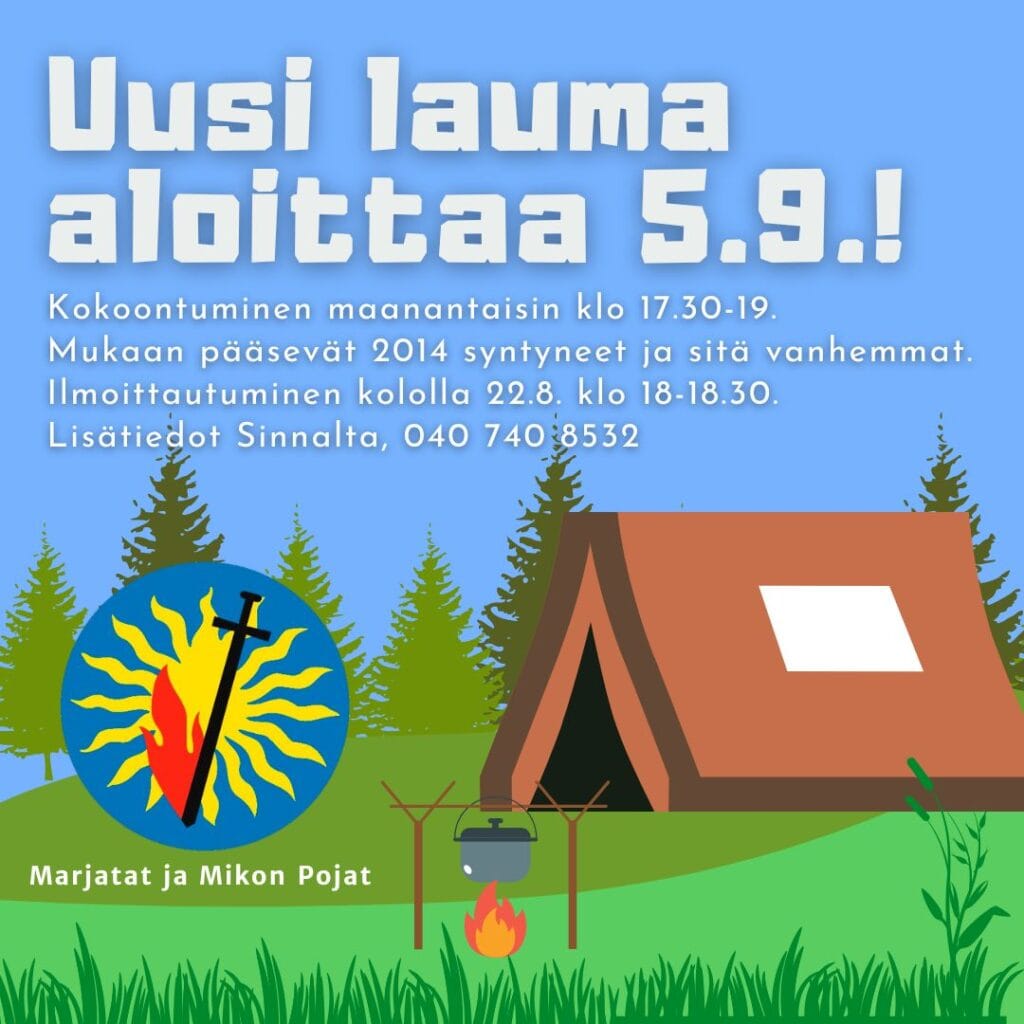 Kuvassa metsää ja teltta.